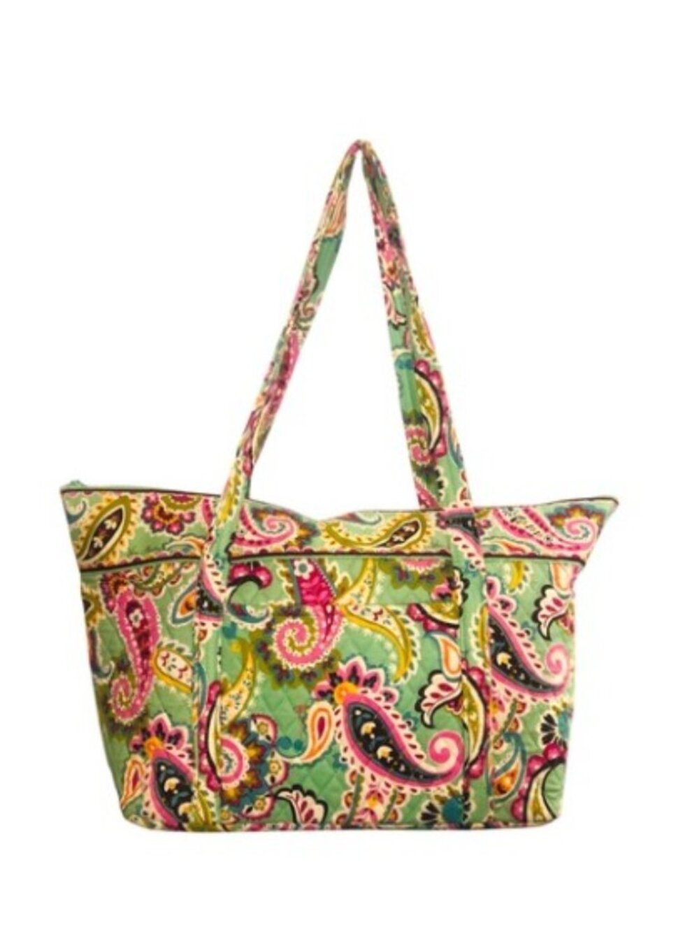 Vera Bradley Large Vibrant Green and Pink “tutti fruitti” Paisley Weekend Tote